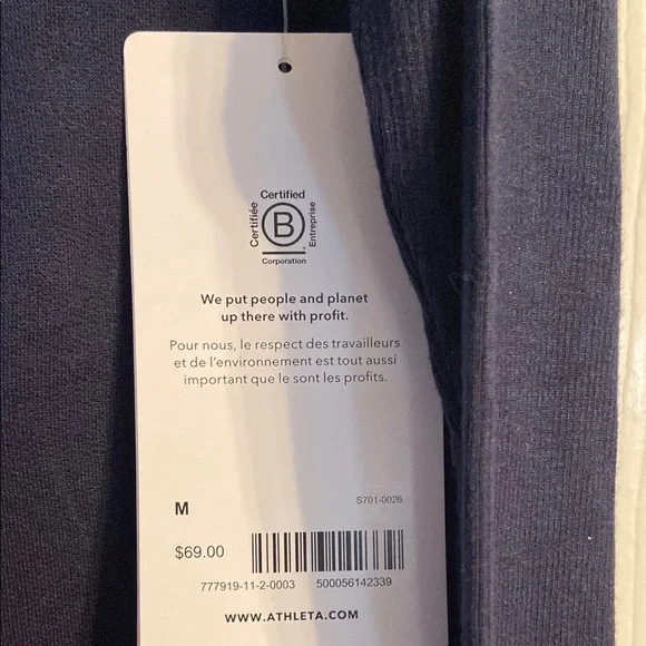 Athleta Navy Blue boat neck Women's Top - Picture 2 of 4